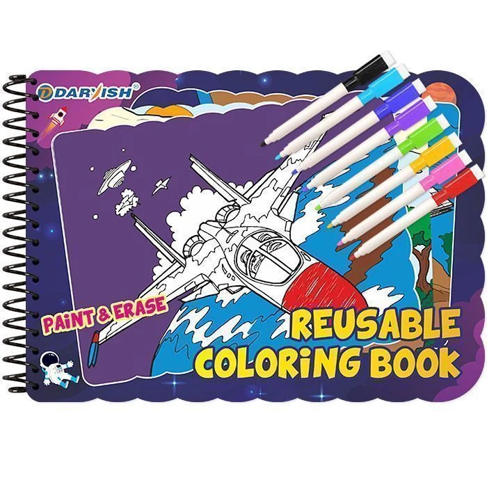 Раскраска многоразовая "Военный транспорт" + 8 цв.маркеров