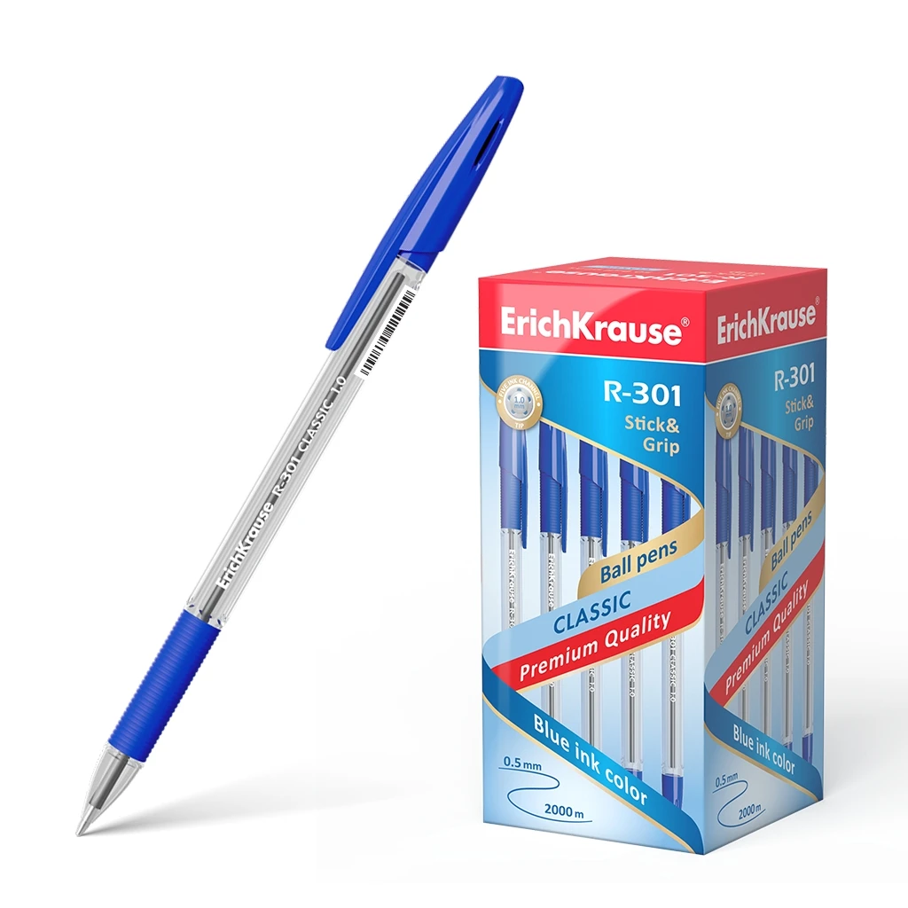 Ручка шариковая ErichKrause® R-301 Classic Stick&Grip 1.0, цвет чернил синий Ручка шариковая ErichKrause® R-301 Classic Stick&Grip 1.0, цвет чернил синий
