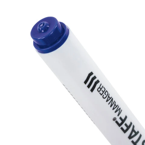 Маркер стираемый для белой доски на магните со стирателем, СИНИЙ, 3 мм, STAFF Маркер стираемый для белой доски на магните со стирателем, СИНИЙ, 3 мм, STAFF