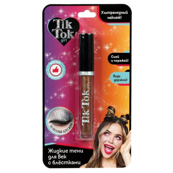 Жидкие тени для век с блестками, золотые TIK TOK GIRL