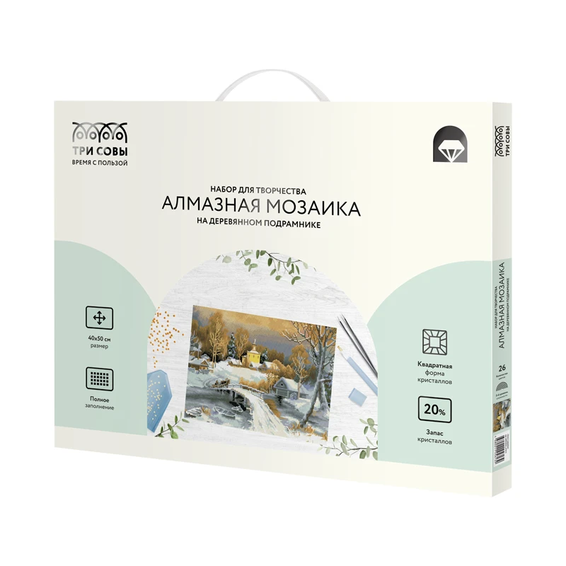 Алмазная мозаика ТРИ СОВЫ "Зима в деревне", 40*50см, холст на Алмазная мозаика ТРИ СОВЫ "Зима в деревне", 40*50см, холст на