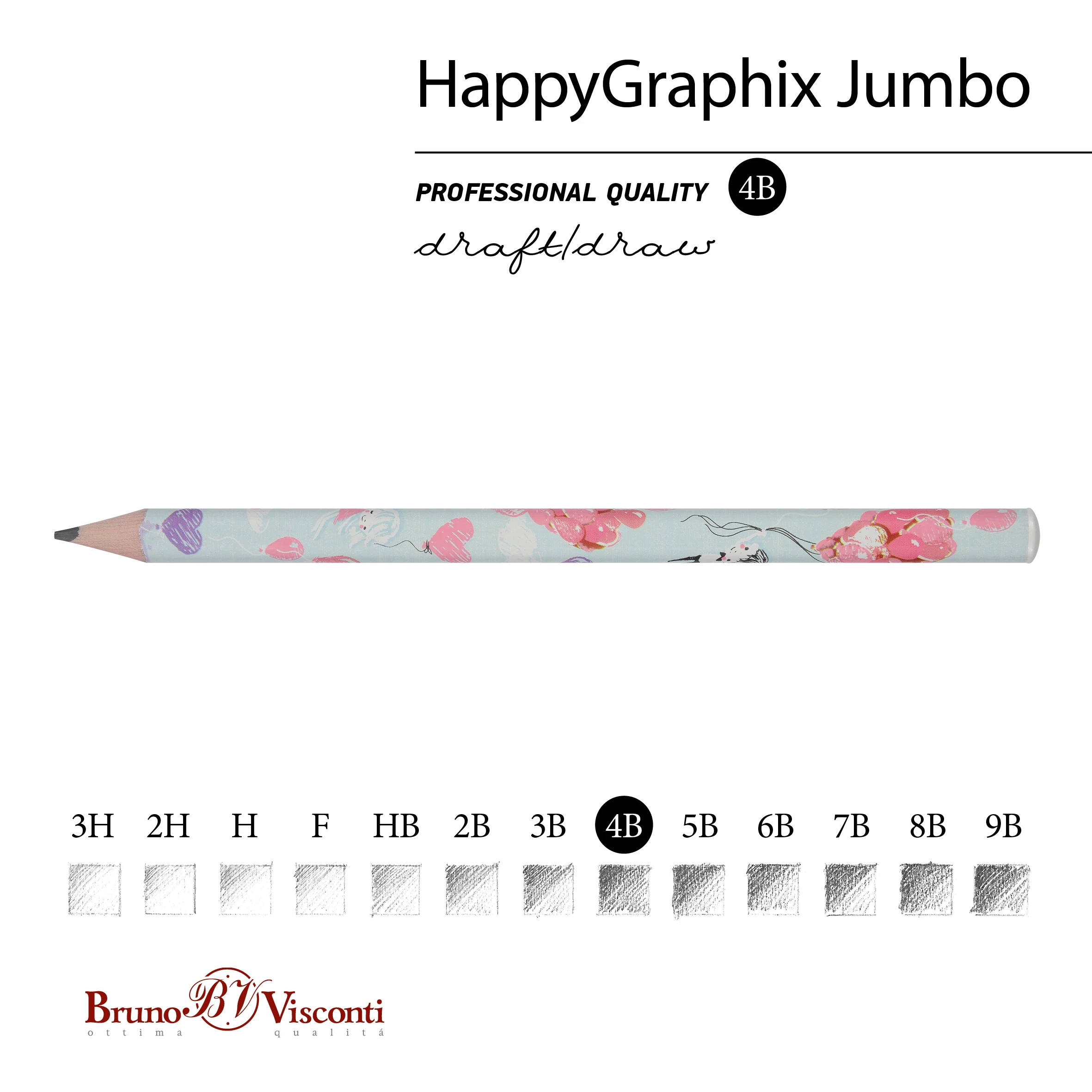 КАРАНДАШ ЧЕРНОГРАФИТОВЫЙ "HappyGraphix Jumbo. Романтика. Воздушные КАРАНДАШ ЧЕРНОГРАФИТОВЫЙ "HappyGraphix Jumbo. Романтика. Воздушные