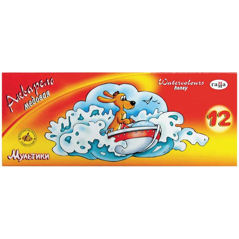 Акварель "Мультики" 12 цветов, без кисти, картон: 211048 штр.: 