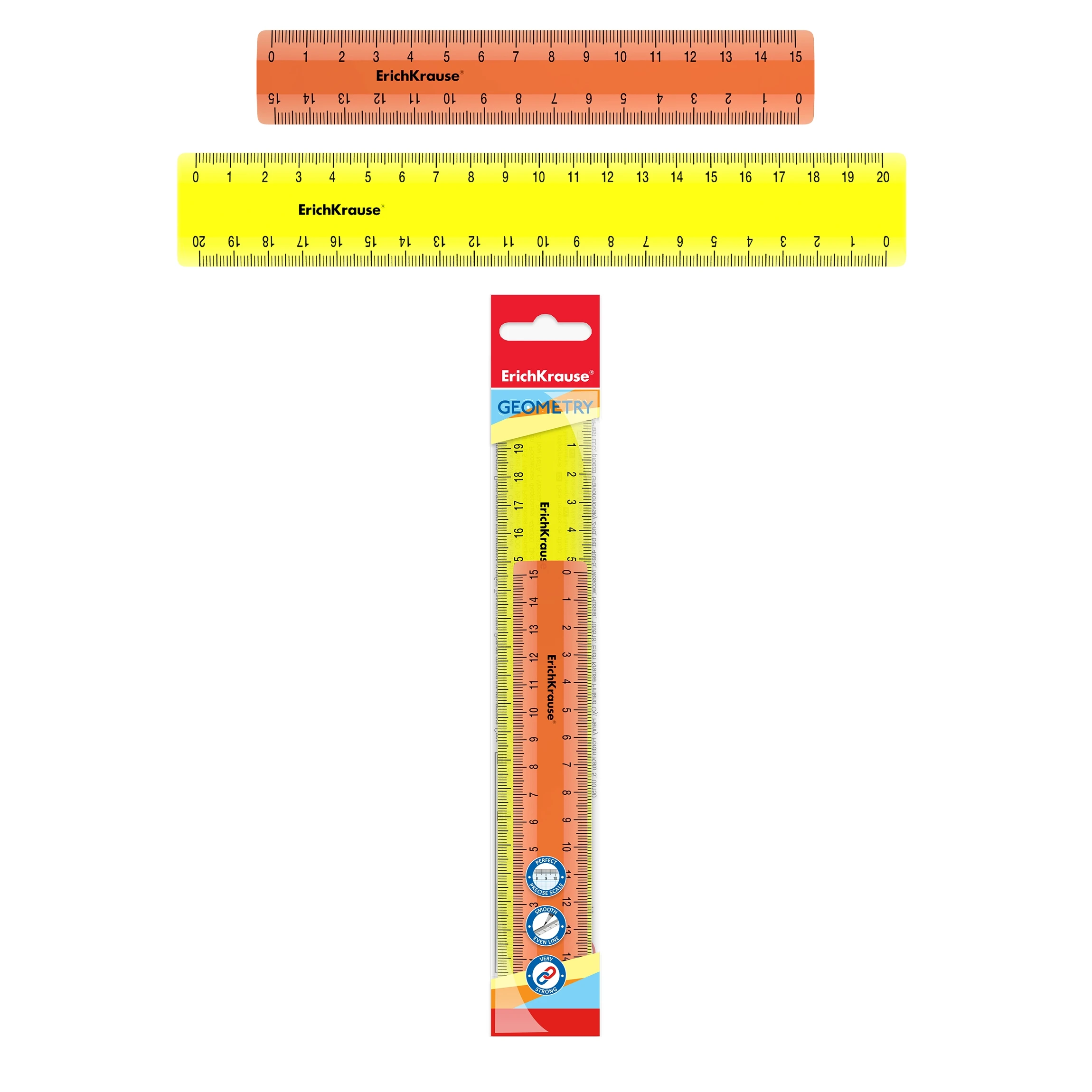 Набор из 2 линеек Erich Krause Neon, 15см - оранжевый, 20см - желтый, в флоупаке Набор из 2 линеек Erich Krause Neon, 15см - оранжевый, 20см - желтый, в флоупаке