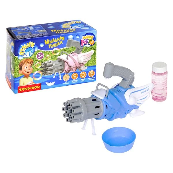 Пистолет-пушка Вondibon "Наше Лето" на батарейках, с цветными мыльными Пистолет-пушка Вondibon "Наше Лето" на батарейках, с цветными мыльными