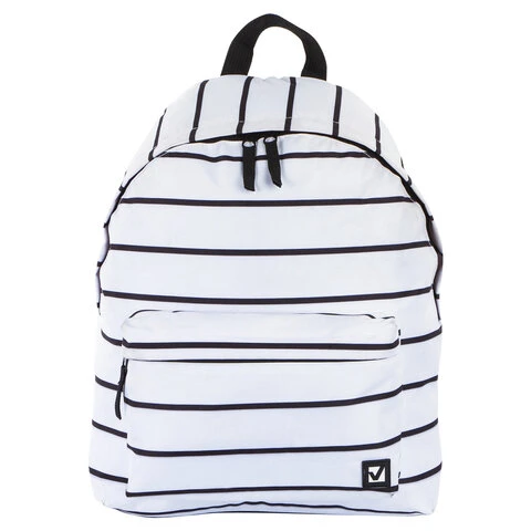 Рюкзак BRAUBERG, универсальный, сити-формат, белый в полоску, 20 литров,