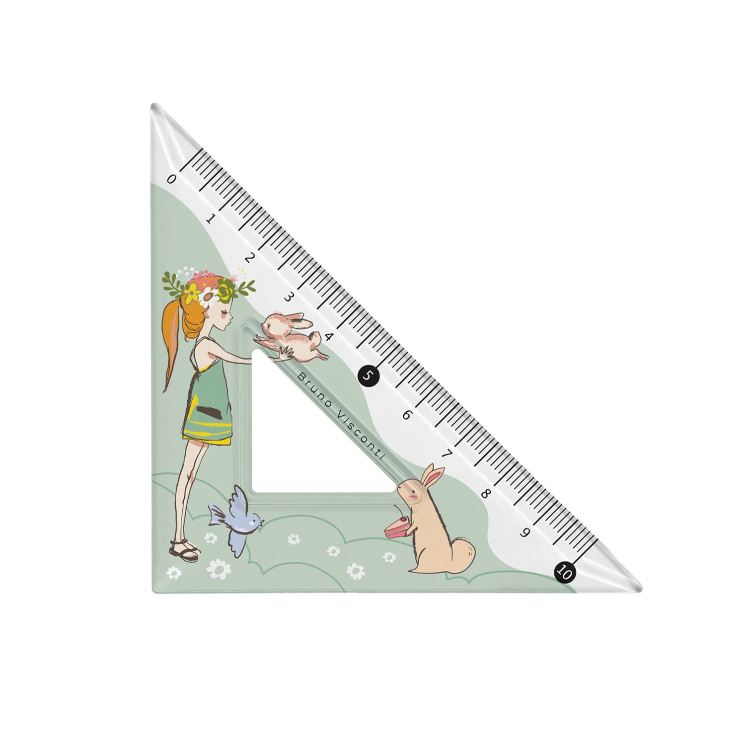 ТРЕУГОЛЬНИК ПЛАСТИКОВЫЙ "HappyGraphix. Девочка и кролик", 45 градусов,