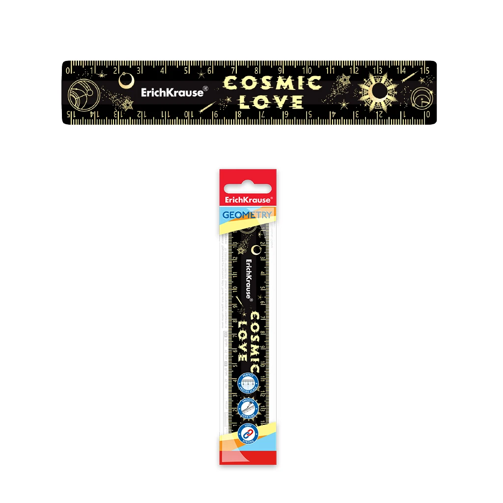 Линейка пластиковая ErichKrause® Magic Sky, 15см, во флоупаке (stars)