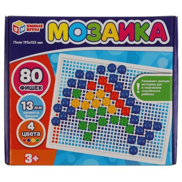 Мозаика пластиковая. 80 фишек. 4 цвета. Поле 195х155мм. В картонной коробке Мозаика пластиковая. 80 фишек. 4 цвета. Поле 195х155мм. В картонной коробке