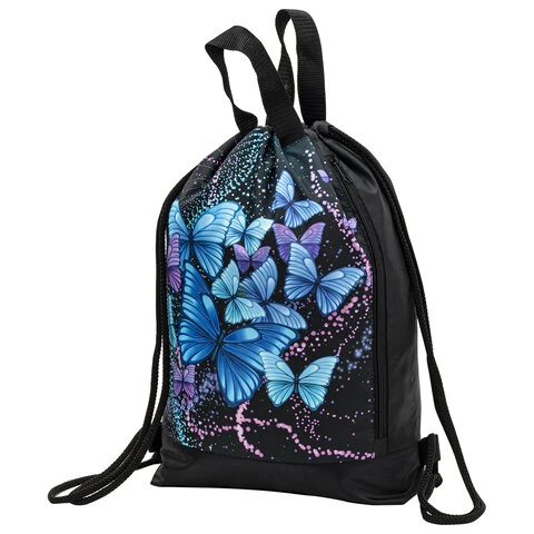 Мешок для обуви ЮНЛАНДИЯ, с ручками, боковой карман на молнии, 46х36 см,