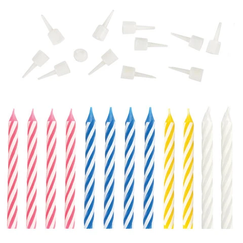 Набор свечей для торта 12 шт., 6 см, с держателями, ЗОЛОТАЯ СКАЗКА, в блистере,