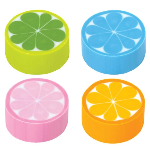 Ластик ПИФАГОР "Лимончики", 27х27х12 мм, ассорти, термопластичная