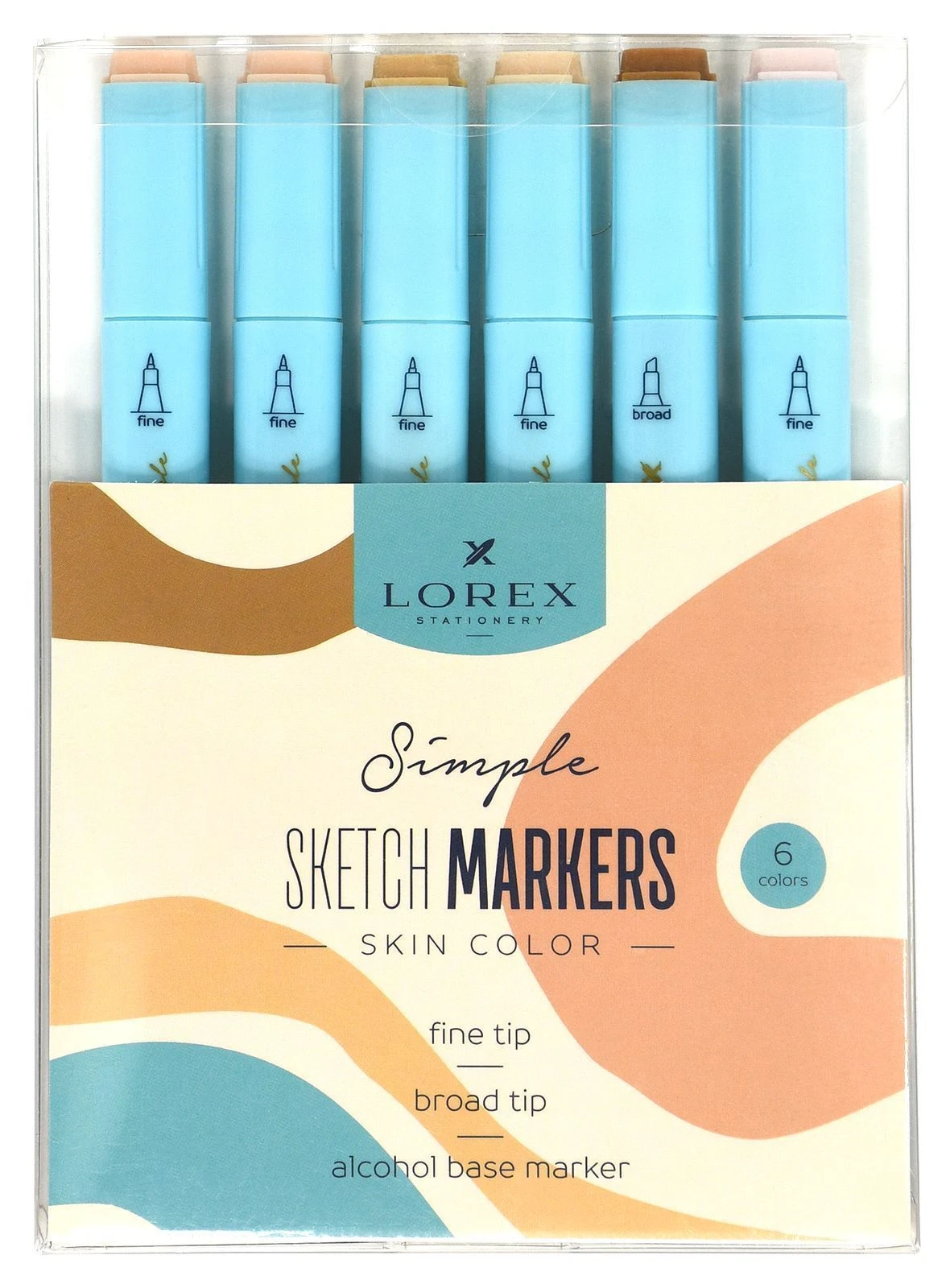 Набор маркеров для скетчинга LOREX SKIN COLOR SIMPLE скошенный/пулевидный 6 штук Набор маркеров для скетчинга LOREX SKIN COLOR SIMPLE скошенный/пулевидный 6 штук