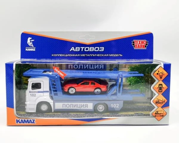 Машина металл свет-звук KAMAZ АВТОВОЗ ПОЛИЦИЯ 20 см, подв дет, машинка,