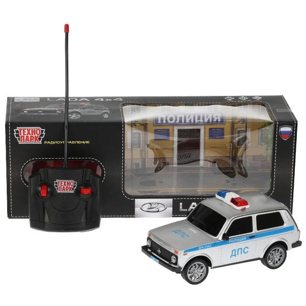 Машина на радиоуправлении LADA ПОЛИЦИЯ 4x4 18 см, свет, сер, Технопарк