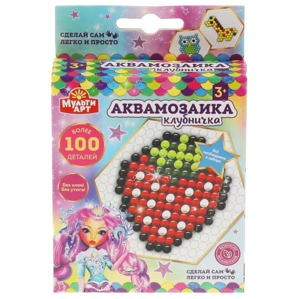 Набор для детского творчества аквамозаика клубника МУЛЬТИ АРТ