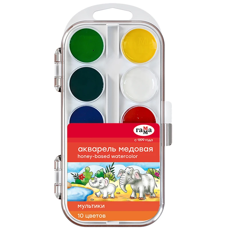 Акварель Гамма "Мультики" NEW, медовая, 10 цветов, без кисти, пластик. Акварель Гамма "Мультики" NEW, медовая, 10 цветов, без кисти, пластик.