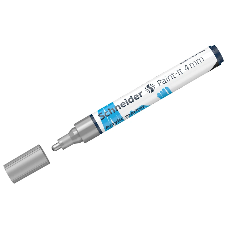 Маркер акриловый Schneider "Paint-It 320" 4мм, пулевидный, серебряный