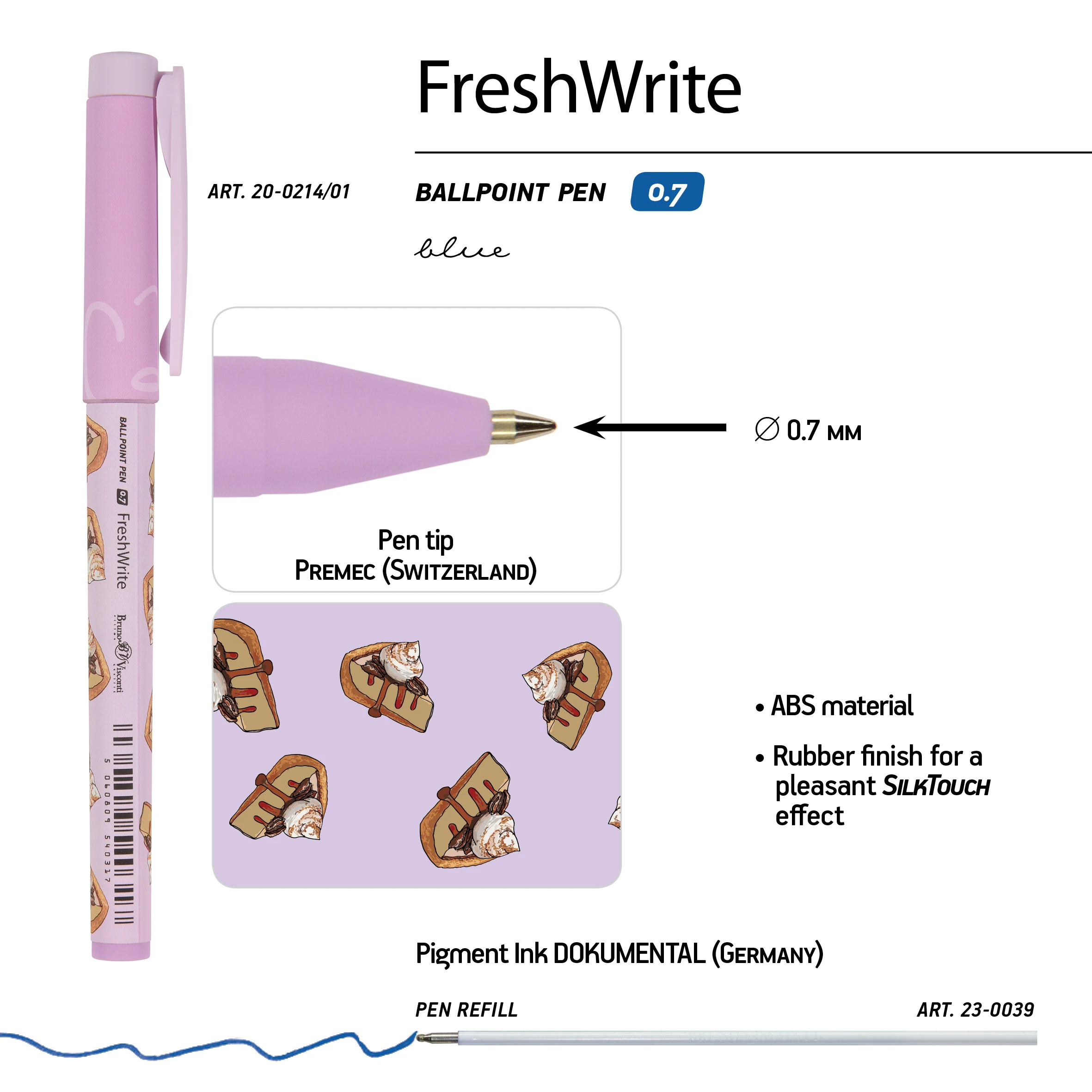 РУЧКА "FreshWrite. Кофемания. Чизкейк" ШАРИКОВАЯ 0.7 ММ, СИНЯЯ РУЧКА "FreshWrite. Кофемания. Чизкейк" ШАРИКОВАЯ 0.7 ММ, СИНЯЯ