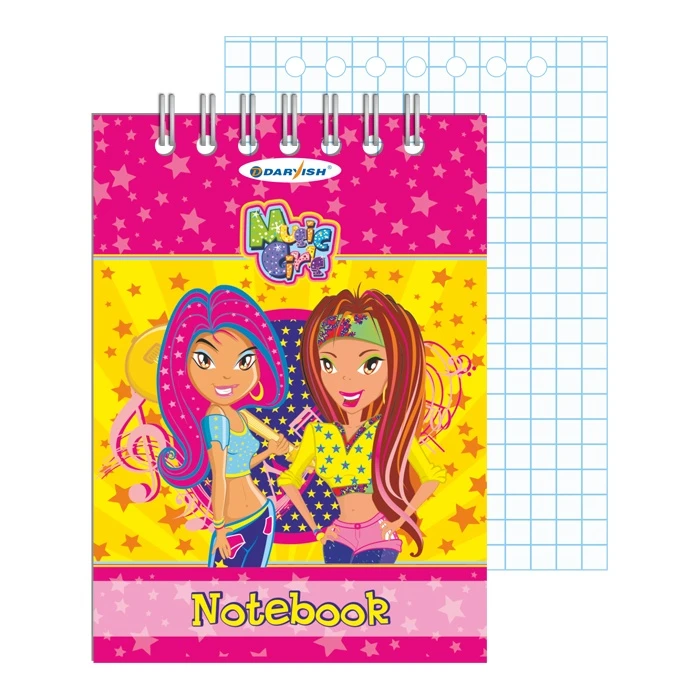 Блокнот 7*10см 60л "Музыкальные девочки" на гребне плотность 55гр/м2