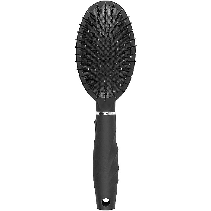 Расческа массажная овальная пластиковая черная Расческа массажная овальная пластиковая черная