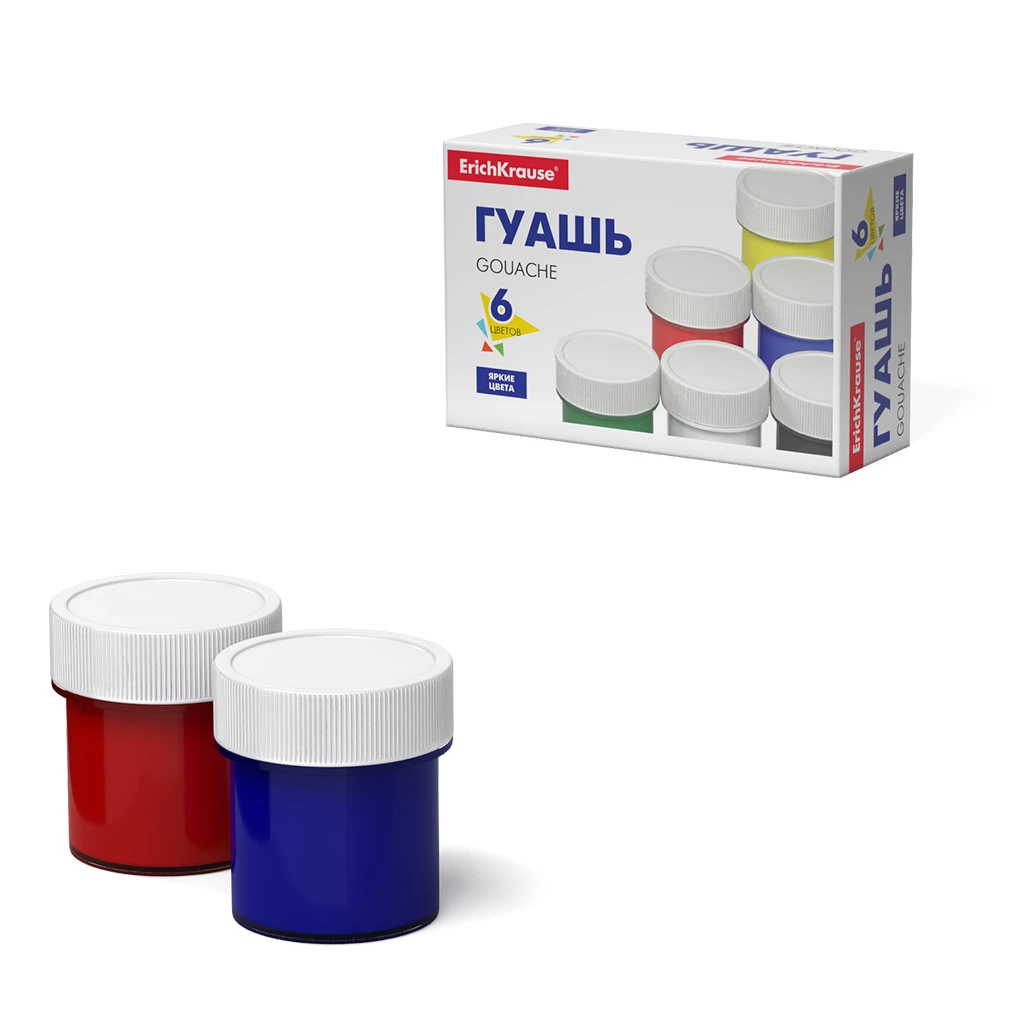 Гуашь Erich Krause Basic 6 цветов по 17мл.