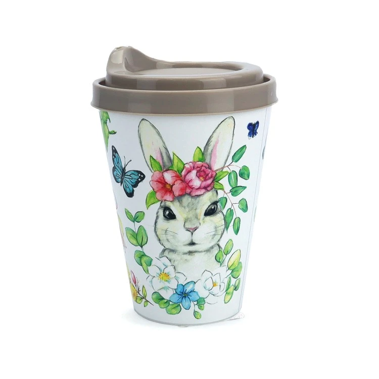 Стакан пластиковый c крышкой "Кроль-Вилль". Цветочная Зая, 420мл