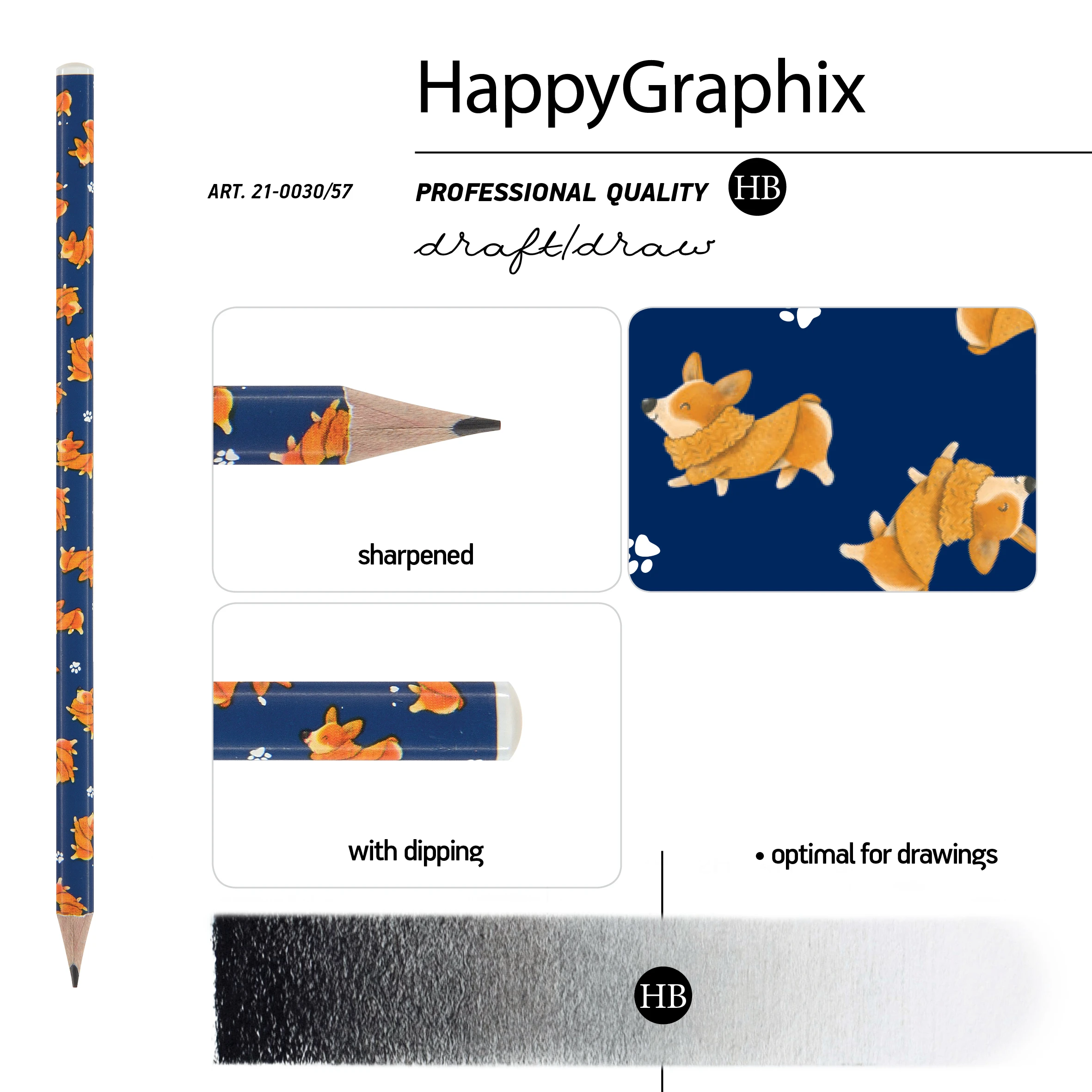 КАРАНДАШ ЧЕРНОГРАФИТОВЫЙ "HappyGraphix. Городская прогулка. Корги" НВ КАРАНДАШ ЧЕРНОГРАФИТОВЫЙ "HappyGraphix. Городская прогулка. Корги" НВ