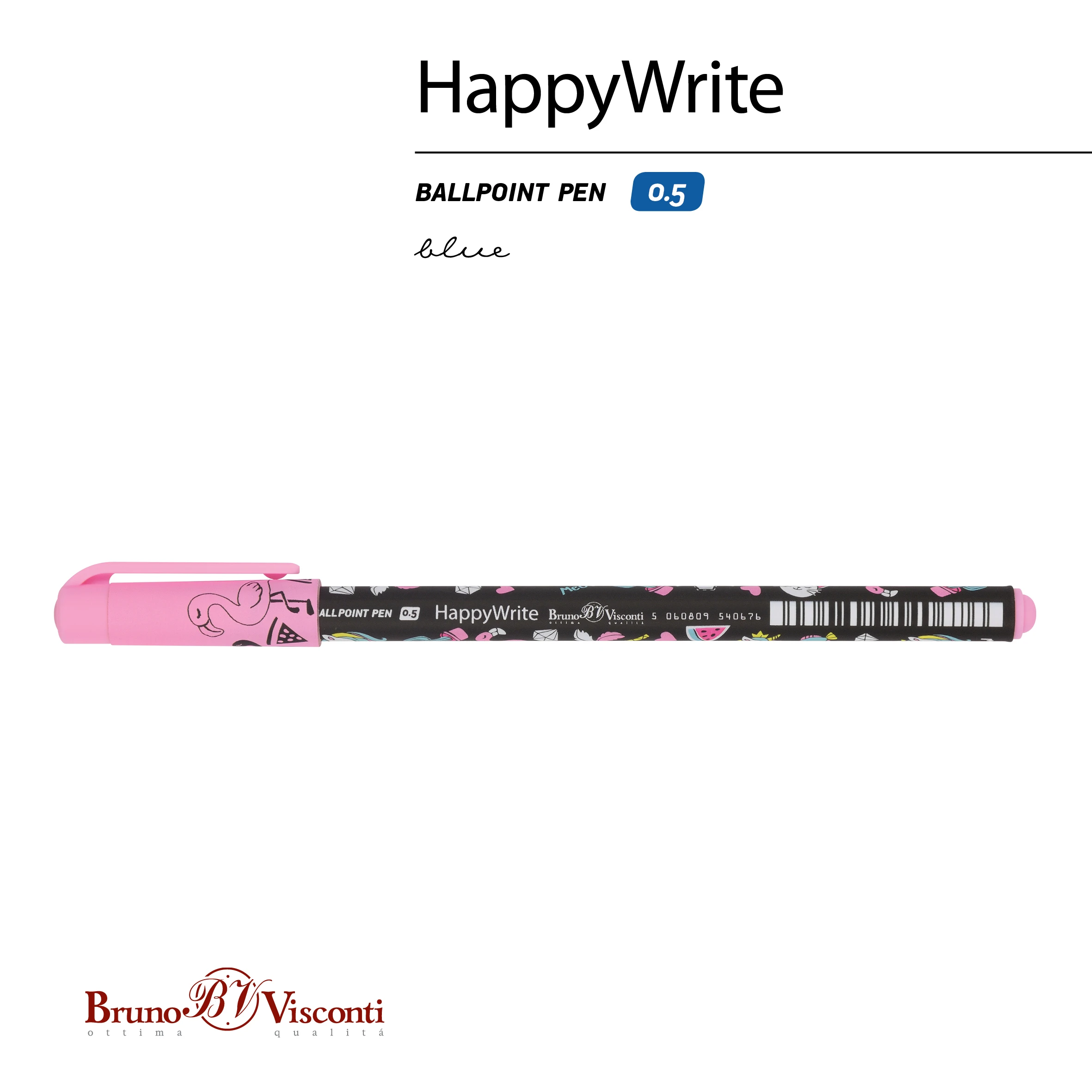 РУЧКА "HappyWrite. Единорожки микс" ШАРИКОВАЯ 0.5 ММ, СИНЯЯ РУЧКА "HappyWrite. Единорожки микс" ШАРИКОВАЯ 0.5 ММ, СИНЯЯ
