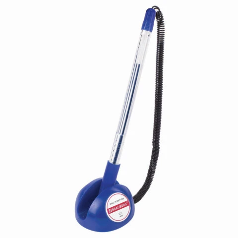 Ручка шариковая настольная BRAUBERG "Counter Pen", СИНЯЯ, пружинка,