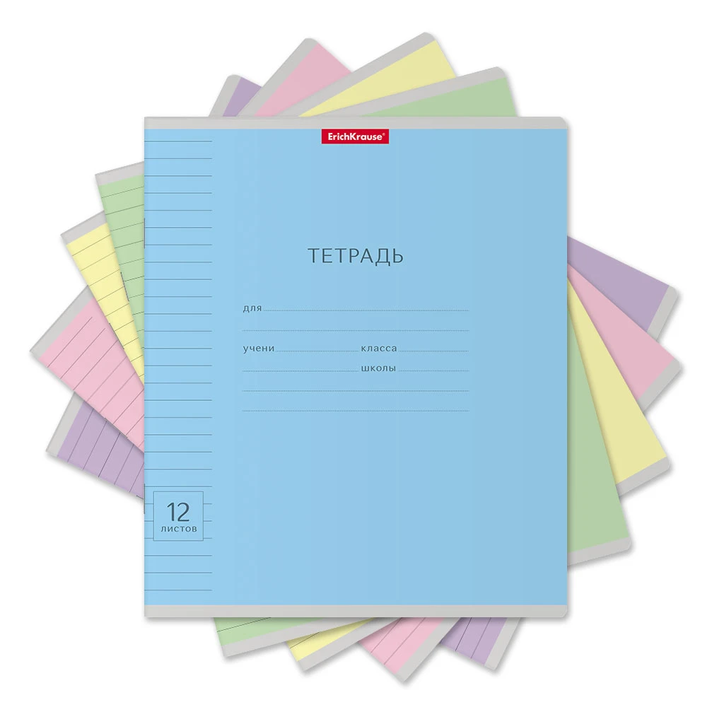 Тетрадь школьная ученическая ErichKrause® Классика Visio ассорти, 12 листов,