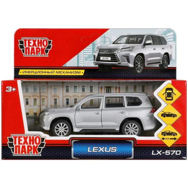 Машина металл LEXUS LX-570 длина 12 см, двери, баг, инерц, серебристый,