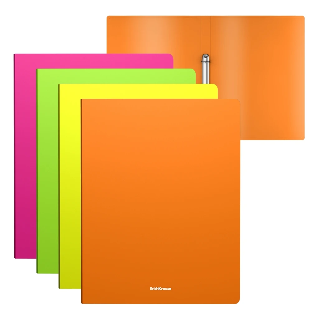 Папка на 2 кольцах пластиковая Erich Krause® Matt Neon, 24мм, A4, ассорти (в Папка на 2 кольцах пластиковая Erich Krause® Matt Neon, 24мм, A4, ассорти (в