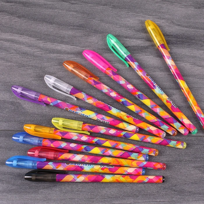 Набор ручек гелевых 12цв. "Darvish" с блёстками, в пласт.пенале,