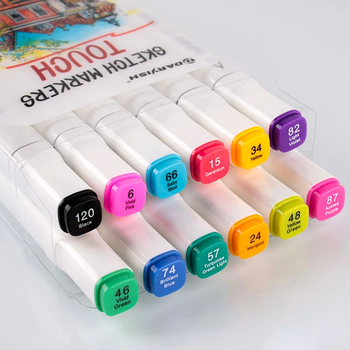 Маркеры для скетчинга (двусторонние) (набор 12 цв) Маркеры для скетчинга (двусторонние) (набор 12 цв)