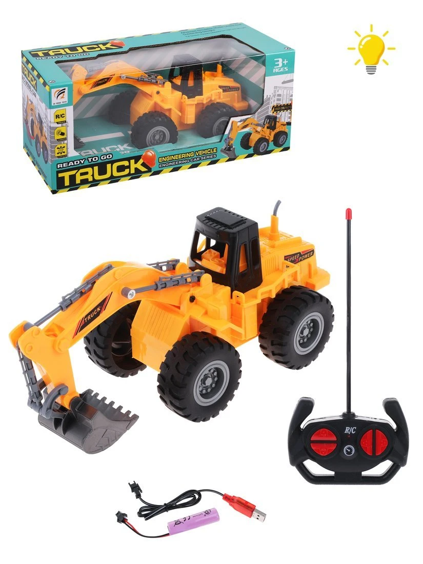 Колесный экскаватор радиоуправляемый, 4 канала, свет