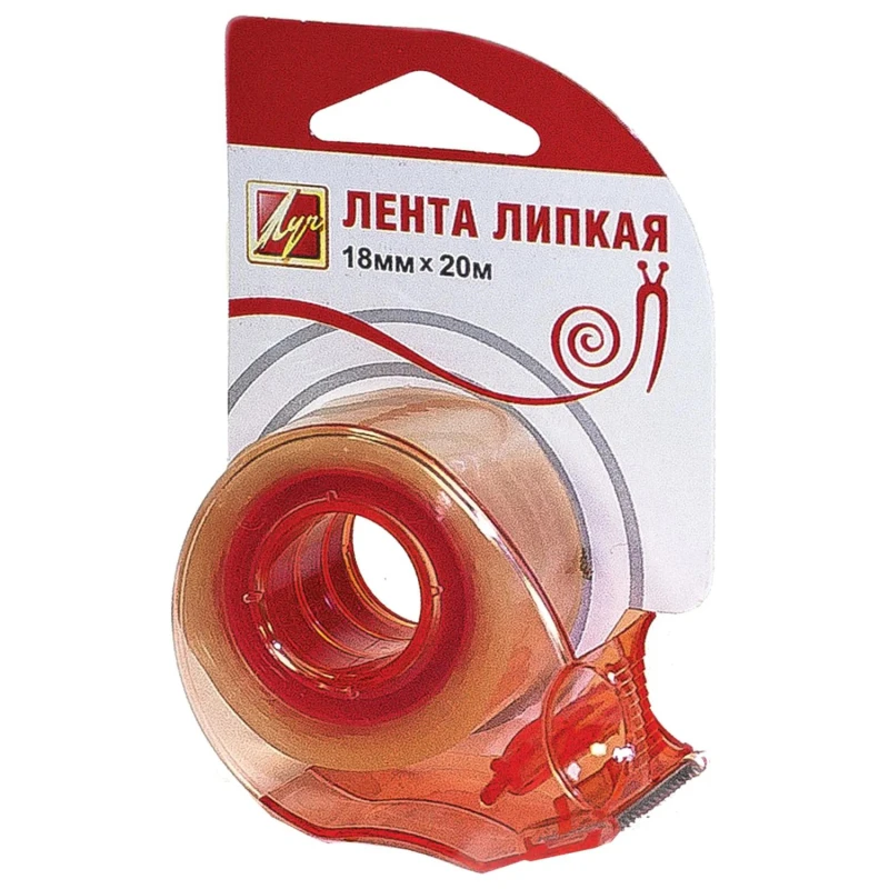 Клейкая лента канцелярская Луч 18ммх20м прозрач., на диспенс