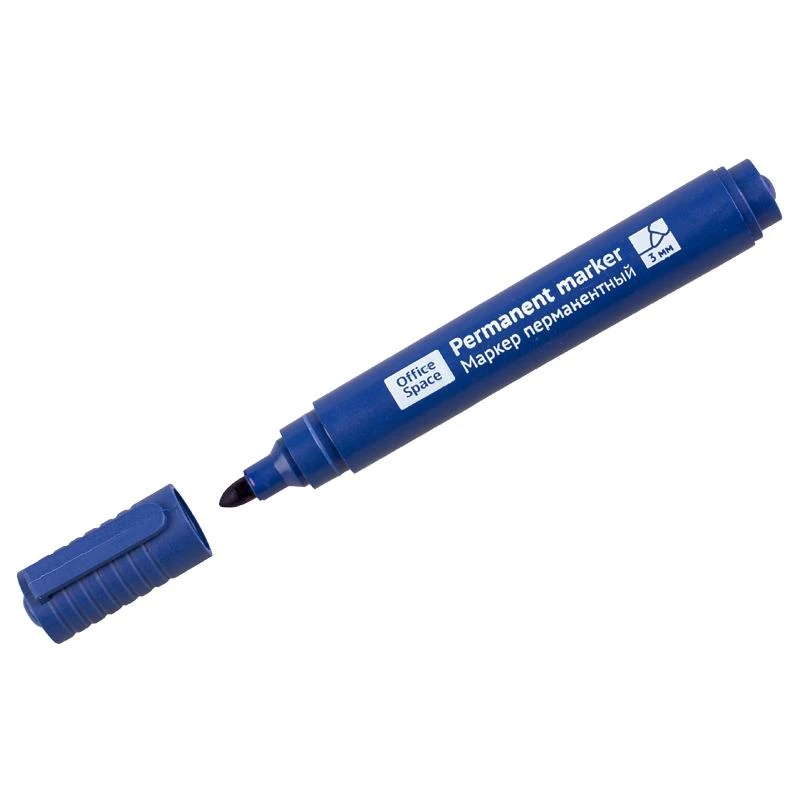 Маркер перманентный OfficeSpace "8004А" синий, пулевидный, 3мм. 265703 Маркер перманентный OfficeSpace "8004А" синий, пулевидный, 3мм. 265703