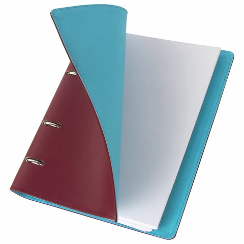 Тетрадь на кольцах А5 (180х220 мм), 120 листов, под фактурную кожу, BRAUBERG