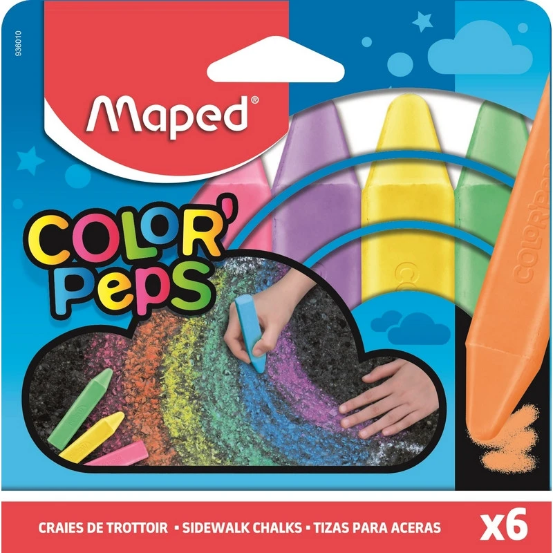 Мел асфальтный COLOR PEPS Maped прямоугольной, 6 цветов, 936010
