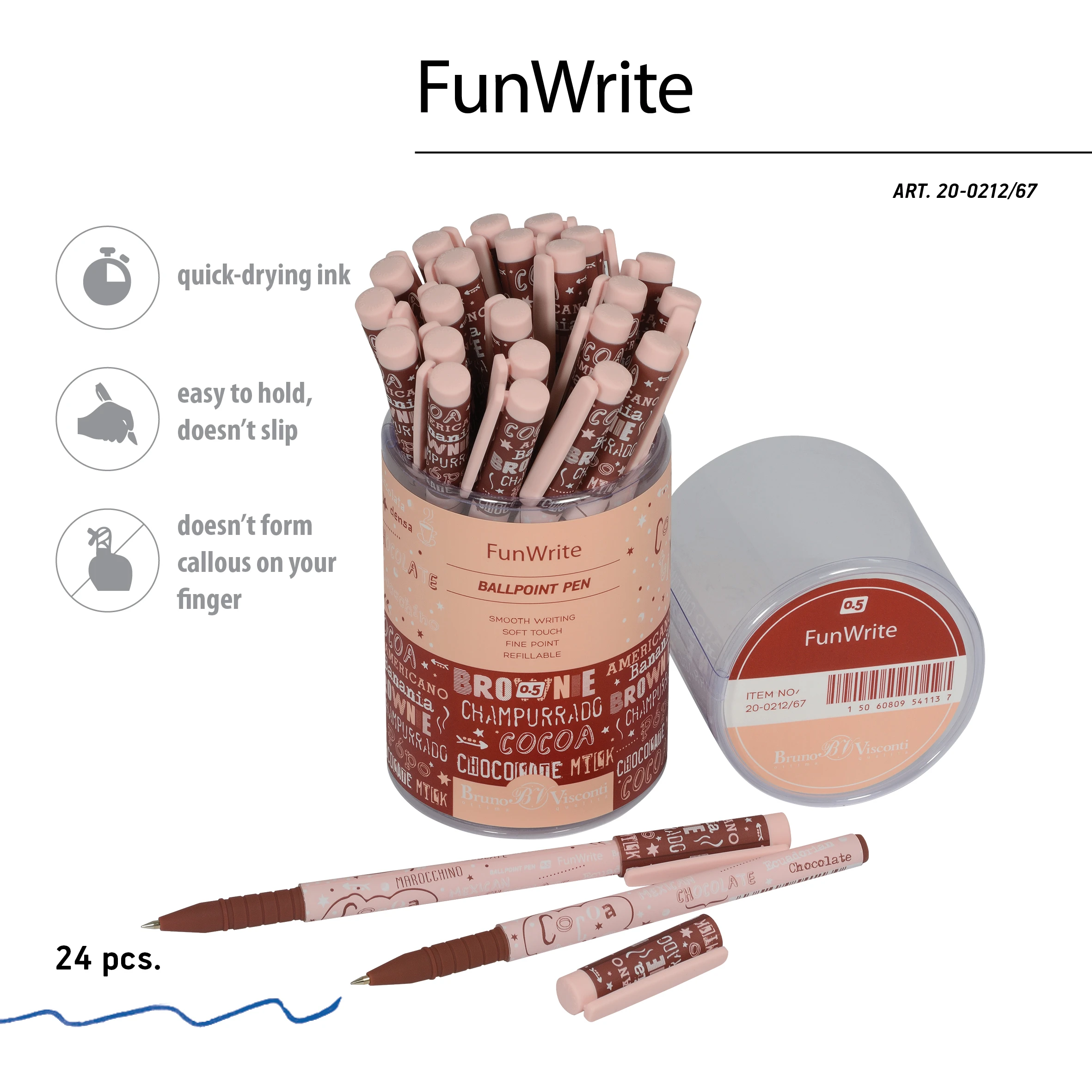 РУЧКА "FunWrite. Coffee Time. Глясе" ШАРИКОВАЯ, 0.5 ММ, СИНЯЯ РУЧКА "FunWrite. Coffee Time. Глясе" ШАРИКОВАЯ, 0.5 ММ, СИНЯЯ