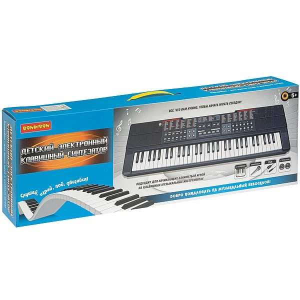 Синтезатор Клавишник Bondibon, 61 клавиша, с микрофоном и USB-шнуром