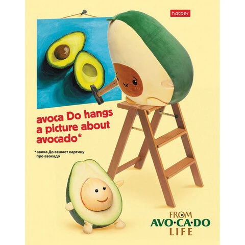 Тетрадь А5, 48 л., HATBER, скоба, клетка, обложка картон, AvoCaDo life (5 видов