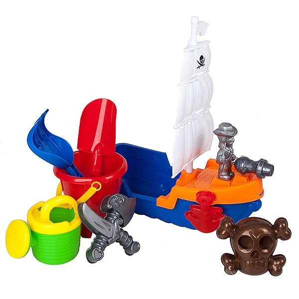 Набор для песка Пиратский корабль с ведром, совками, лейкой и формочками,