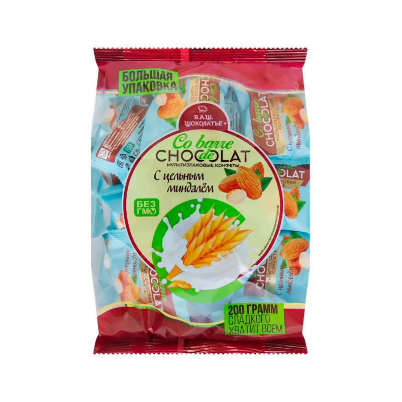 Конфеты Co barre de Chocolat мультизлаковые с цельным миндалем, 200г Конфеты Co barre de Chocolat мультизлаковые с цельным миндалем, 200г