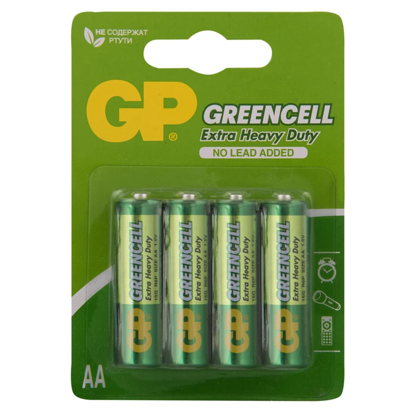 Батарейка GP Greencell AA (R06) 15S солевая, BL4 Батарейка GP Greencell AA (R06) 15S солевая, BL4