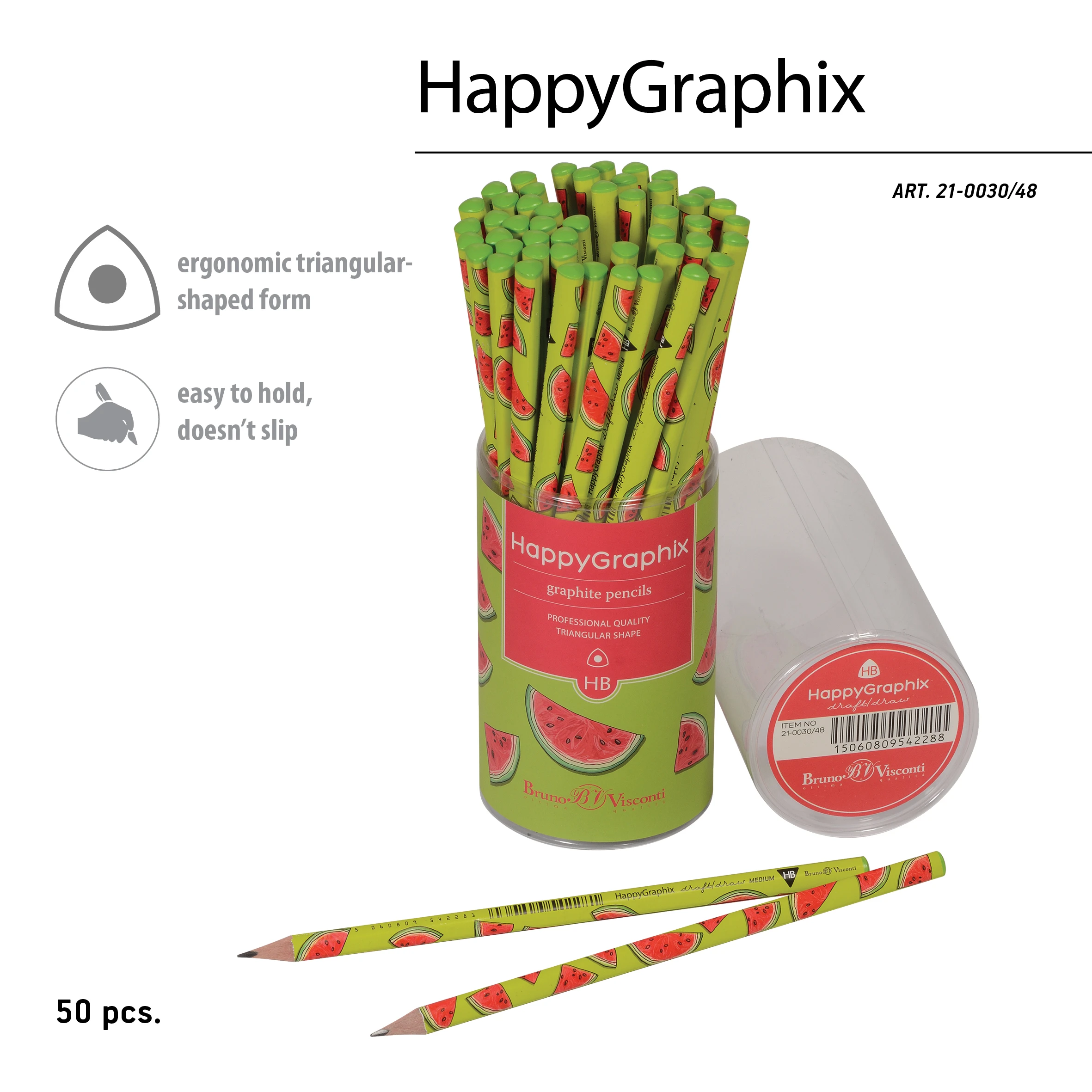 КАРАНДАШ ЧЕРНОГРАФИТОВЫЙ "HappyGraphix. Fresh & fruity. Арбуз" НВ КАРАНДАШ ЧЕРНОГРАФИТОВЫЙ "HappyGraphix. Fresh & fruity. Арбуз" НВ