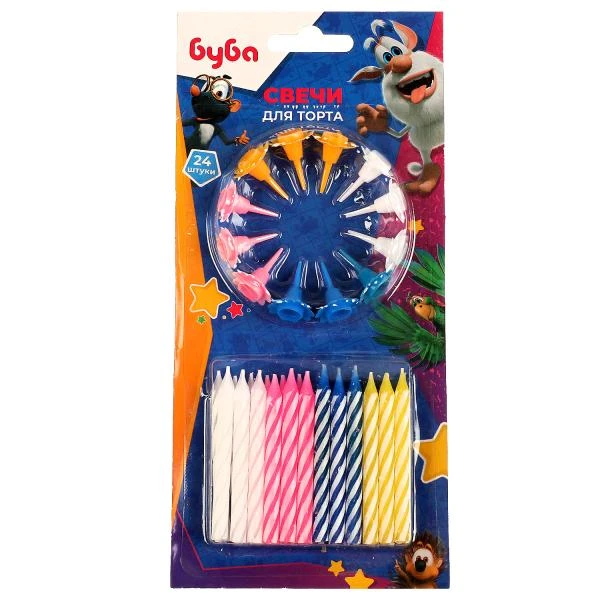 Свечи для торта БУБА 24 шт, блистер Товары для праздника
