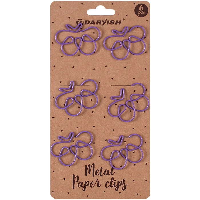 Скрепки металлические "Бабочка" цветн."Darvish" 6шт/уп