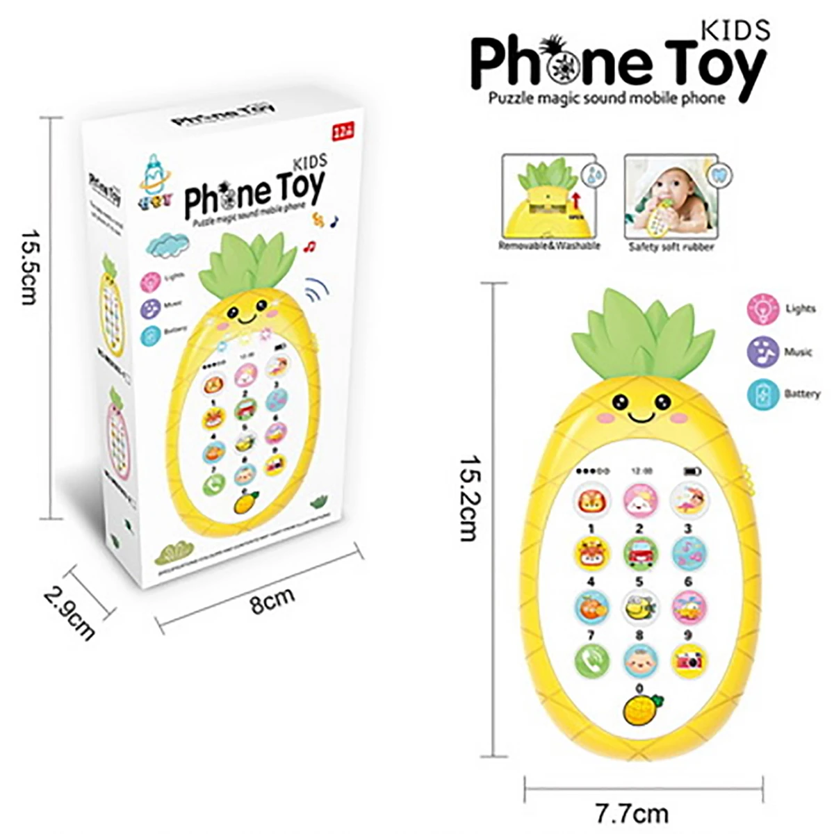 Телефон эл "Ананас", свет, звук